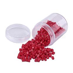 Colori opachi seme di vetro borda, foro rotondo, cubo, rosso, 3~7x3x3mm, Foro: 0.5 mm, circa 400 pc / scatola