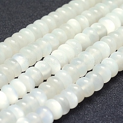Bianco naturale perline pietra di luna fili, rondelle, 8x4~5mm, Foro: 1 mm, circa 86pcs/filo, 15.3 pollice (39 cm)