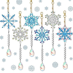 DIY Рождественский кулон в виде снежинки, украшение, наборы для алмазной живописи, хрустальная капля-призма ловец солнца, Создатель радуги с застежкой-карабином, Плут синий, 245x70 мм