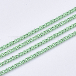 Латунные цепи с краской, с катушкой, пайки, средний весенний зеленый, 1.7x1.2x0.3 мм, Около 100 ярдов / рулон