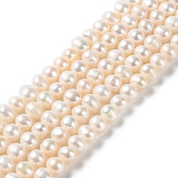 Perla natural abalorios de hebras, redondo, grado 3 un, whitesmoke, 6~7x6~7mm, agujero: 0.6 mm, aproximamente 59 pcs / cadena, 14.25~14.37 pulgada (36.2~36.5 cm)