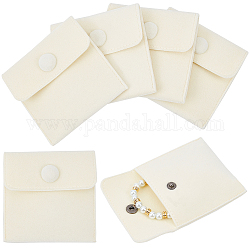 Beebeecraft Square Velvet Jewelry Bags, with Snap Fastener, PapayaWhip, 7x7x0.95cm