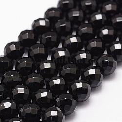 Hebras de cuentas de ónix negro natural, teñido y climatizada, 64 facetas, redondo, 8mm, agujero: 1.2 mm, 49 pcs / Hilo, 15.7 pulgada
