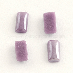 Pearlized Plated Opaque Glass Cabochons, Rectangle, Medium Purple, 10x5x2.5mm