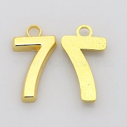 Rack Plated Zinc Alloy Number Charms, Lead Free & Cadmium Free & Nickel Free, Golden Metal Color, Num.7, 18x6~10x2mm, Hole: 2mm