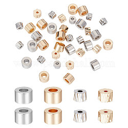 CREATCABIN 40Pcs 4 Style Brass Beads, Column, Nickel Free, Mixed Color, 5~6x3~4mm, Hole: 1~2.5mm, 10pcs/style