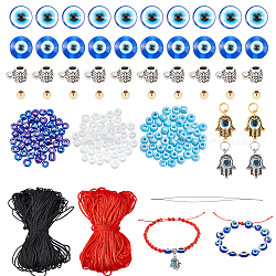 Nbeads kit de fabricación de joyas de diy, incluyendo perlas de resina, colgantes y perchas de aleación, Abalorios de latón, Hilos de nylon, Abalorios de la semilla de cristal, color mezclado, cuentas: 300 unids / set