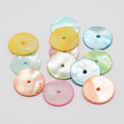 Cuentas de concha natural teñidas, disco / plano y redondo, abalorios heishi, color mezclado, 20x2mm, agujero: 2 mm