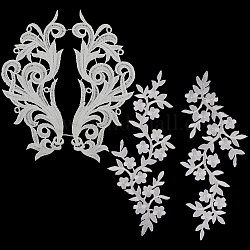 Gorgecraft 4 ペア 2 スタイル刺繍フローラルアップリケホワイトアイロン接着パッチベージュ縫い付けアップリケ花の葉レース生地アップリケ diy 縫製工芸品結婚式の衣類バックパック装飾