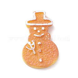 Cabochon decodificati di biscotti natalizi in resina opaca e imitazione plastica, sabbia marrone, pupazzo di neve, 29x18.5x4.5mm