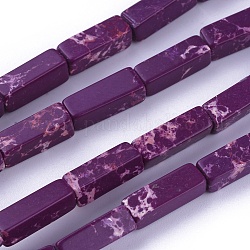 Brins de perles de jaspe impérial synthétiques, teinte, cuboïde, violet, 12~13.5x4~4.5mm, Trou: 0.8mm, Environ 29 pcs/chapelet, 14.96 pouce ~ 15.19 pouces (38~38.6 cm)