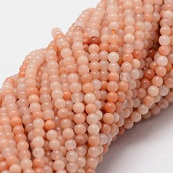 Natürliche rosa Aventurin Perlen Stränge, Runde, 2 mm, Bohrung: 0.5 mm, ca. 190 Stk. / Strang