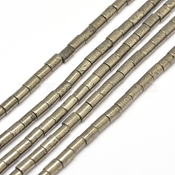 Filamentos de cuentas de pirita natural de columna, 6x4mm, agujero: 1 mm, aproximamente 64 pcs / cadena, 15.7 pulgada