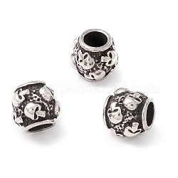304 Stainless Steel European Beads, Large Hole Beads, Manual Polishing, Column, Antique Silver, 9.5x8.5mm, Hole: 4.5mm