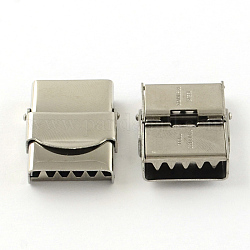 Smooth Surface 201 Stainless Steel Watch Band Clasps, Stainless Steel Color, 25x19x7mm, Hole: 16x3mm