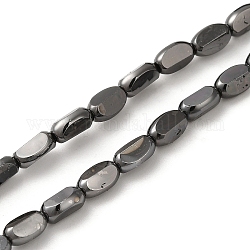 Electroplate Glass Beads Strands, Full Plated, Faceted Oval, Gunmetal Plated, 6x4.5x3mm, Hole: 1mm, about 50pcs/strand, 13.39 inch(34cm)