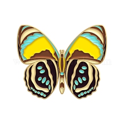Lega a farfalla con spilla smaltata, distintivo della spilla della decorazione del cappello della borsa dei vestiti creativi della falena dell'insetto per le donne, giallo, 30x25mm