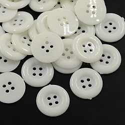 Акриловые кнопки рубашки, пластиковые швейные пуговицы для дизайна костюма, 4-луночное, окрашенные, плоско-круглые, белые, 18x2.5 мм, отверстие : 1 мм