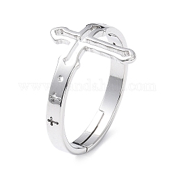 304 anillo ajustable de cruz hueca de acero inoxidable para mujer, color acero inoxidable, diámetro interior: 17 mm