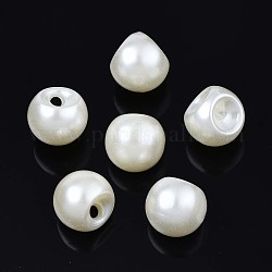 Charms in acrilico e imitazione di perle, lacrima, bianco crema, 11.5x11.5x11.5mm, Foro: 2 mm, circa 600pcs/500g