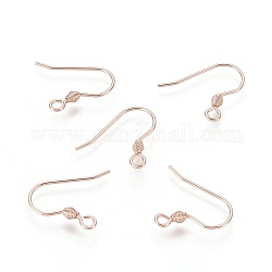 304 Stainless Steel Earring Hooks, Ear Wire, with Horizontal Loop, Rose Gold, 17x18x2.4mm, Hole: 1.8mm, 21 Gauge, Pin: 0.7mm