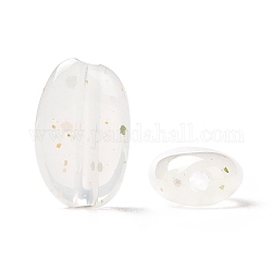 Acrylique opaque avec perles à points, riz, blanc, 13.4~14.3x9.2x5.3~5.5mm, Trou: 1.8mm