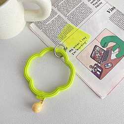 Silikon-Kleeschlaufen-Telefon-Lanyard, Handschlaufe mit Schlüsselanhängerhalter aus Kunststoff und Legierung, grün gelb, Klee: 10x10cm