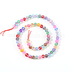 Synthetic Moonstone Beads Strands, Holographic Beads, Dyed, Frosted, Round, Mixed Color, 6mm, Hole: 0.5mm, 65pcs/strand, 15.7 inch