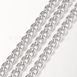 Cadenas del encintado de aluminio trenzado, con carrete, sin soldar, color plateado, 9x6x1.5mm