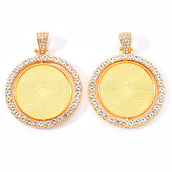 Alloy Pendant Cabochon Settings, with Crystal Rhinestone, Cadmium Free & Lead Free, Double-sided Tray, Flat Round, Golden, Tray: 30mm, 44.5x43x3mm, Hole: 9.5x5mm