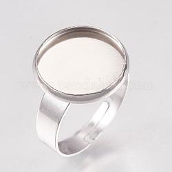 304 base de anillo de placas de acero inox, ajustable, plano y redondo, color acero inoxidable, Bandeja: 14 mm, 7 tamaño (17 mm)