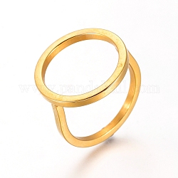 304 Stainless Steel Finger Rings, Ring, Golden, Size 7, 17mm