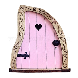 Mini-Gartentür aus Holz, für Puppenhauszubehör, das Requisitendekorationen vortäuscht, Perle rosa, 90x100 mm