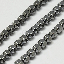 Chapelets de perles en hématite synthétique sans magnétiques, hexagone, 4x4mm, Trou: 1mm, à propos 97pce / brin, 15 pouce