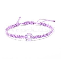 Braccialetto di perline intrecciate di vetro a ciambella, braccialetto dell'amicizia regolabile per le donne, lilla, diametro interno: 2-3/8~3-3/8 pollice (5.9~8.6 cm)