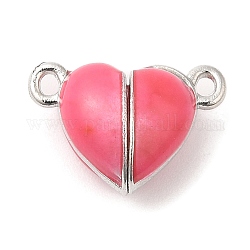 Cierres magnéticos de esmalte de aleación de corazón, Para parejas, joyería, pulseras, colgantes, fabricación de collares., Platino, cereza, 10x15x7mm, agujero: 1.4 mm