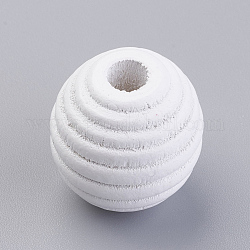 Natural Wood Beehive European Beads, Dyed, Round, White, 19~20x19mm, Hole: 5mm, about 200pcs/500g