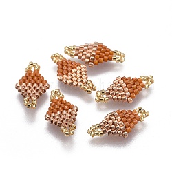 Liens de perles de rocaille japonaises miyuki & toho, motif de tissage, losange, chocolat, 19~20x10~11x1.8mm, Trou: 1.5mm