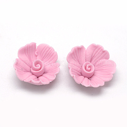 Handgemachte Porzellan Cabochons, Blume, Perle rosa, 17~18x17~18x7~8 mm