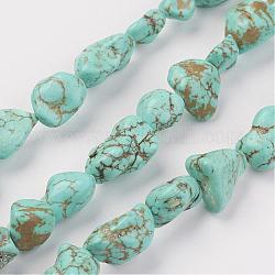 Naturel, vert turquoise perles brins, pépites, 9~19x7~12x5~11mm, Trou: 1mm, Environ 30 pcs/chapelet, 15.55 pouce