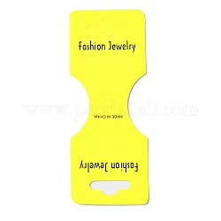 Foldable Paper Jewelry Display Header with Hanging Hole, Rectangle with Word Fashion Jewelry, Yellow, Finished Product: 4.5x3.5x0.3cm, 9.2x3.5x0.05cm, Hole: 18.5x7mm
