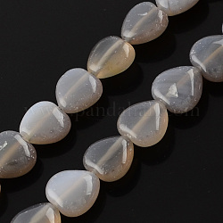Natural Grey Agate Bead Strands, Heart, Light Grey, 10x10x5mm, Hole: 1mm, about 40pcs/strand, 15.3 inch