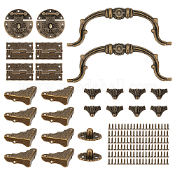 Superfindings accessoires de boîte en fer et alliage, avec des vis, pour la décoration de la boîte à bijoux, bronze antique, 37.5x37.5x12mm, Trou: 2.2mm, 8, affecte
