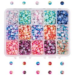 Cabochons en acrylique imitation perle, dôme / demi-rond, couleur mixte, 140x108x30mm, environ 3150 pcs / boîte
