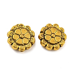 Perline in lega stile tibetano, piombo & cadimo libero, fiore, oro antico, 9x9x3mm, Foro: 1 mm, circa 1086pcs/1000g