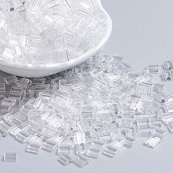 Miyuki Tila Perlen, japanische Saatperlen, 2-Loch, (tl131) Kristall, 5x5x1.9 mm, Bohrung: 0.8 mm, ca. 118 Stk. / 10 g