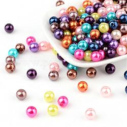 Misto colore imitazione perla mardi gras perline acrilico rotondo, 8mm, Foro: 2 mm