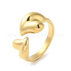 304 anelli gemelli in acciaio inox, cuore, per San Valentino, vero placcato oro 18k, diametro interno: formato degli stati uniti 6 3/4 (17.1 mm)