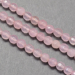 Faceted Round Natural Agate Beads Strands, Dyed, Pink, 10mm, Hole: 2mm, about 38pcs/strand, 14.9inch