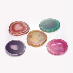 Colgantes de ágata natural, teñido y climatizada, oval, color mezclado, 71~82x67~78x5mm, agujero: 2 mm